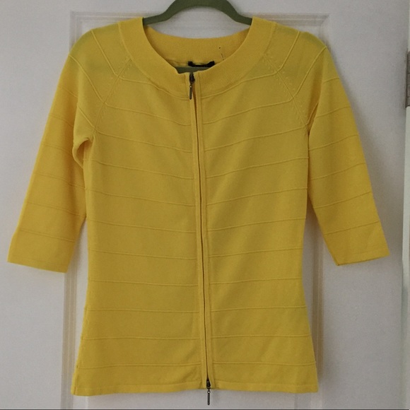 yellow zip up sweater